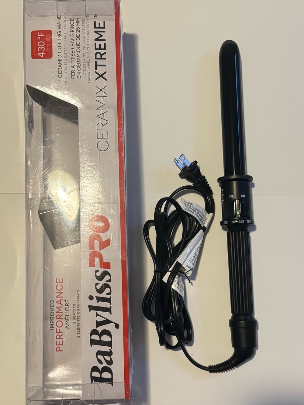 BaBylissPRO Ceramic Curling Wand in Black with Box